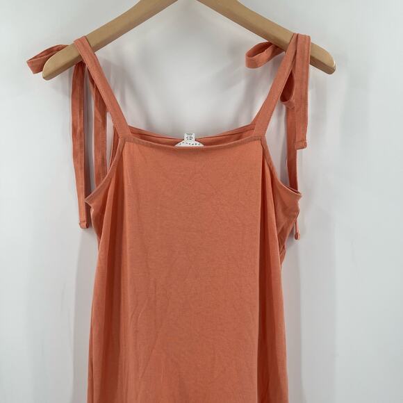 TOPSHOP Dress Size 2 Tiered Poplin Midi Peach Orange Casual Summer Ties NWT - Picture 8 of 13